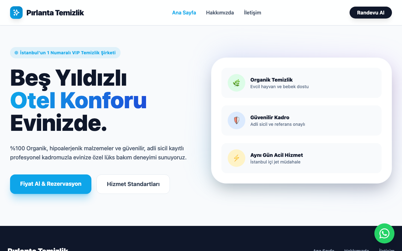 Pırlanta Ev Bakım Sistemleri web sitesi şablonu