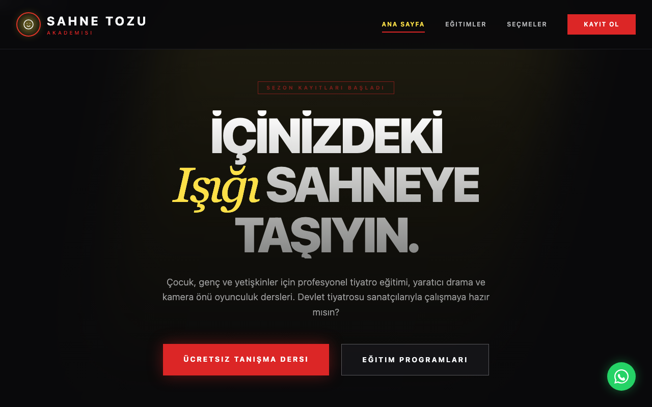Sahne Tozu Akademisi | Tiyatro ve Drama Merkezi web sitesi şablonu