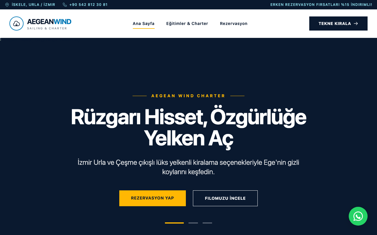 Aegean Wind | İzmir Yelken Akademisi & Charter web sitesi şablonu
