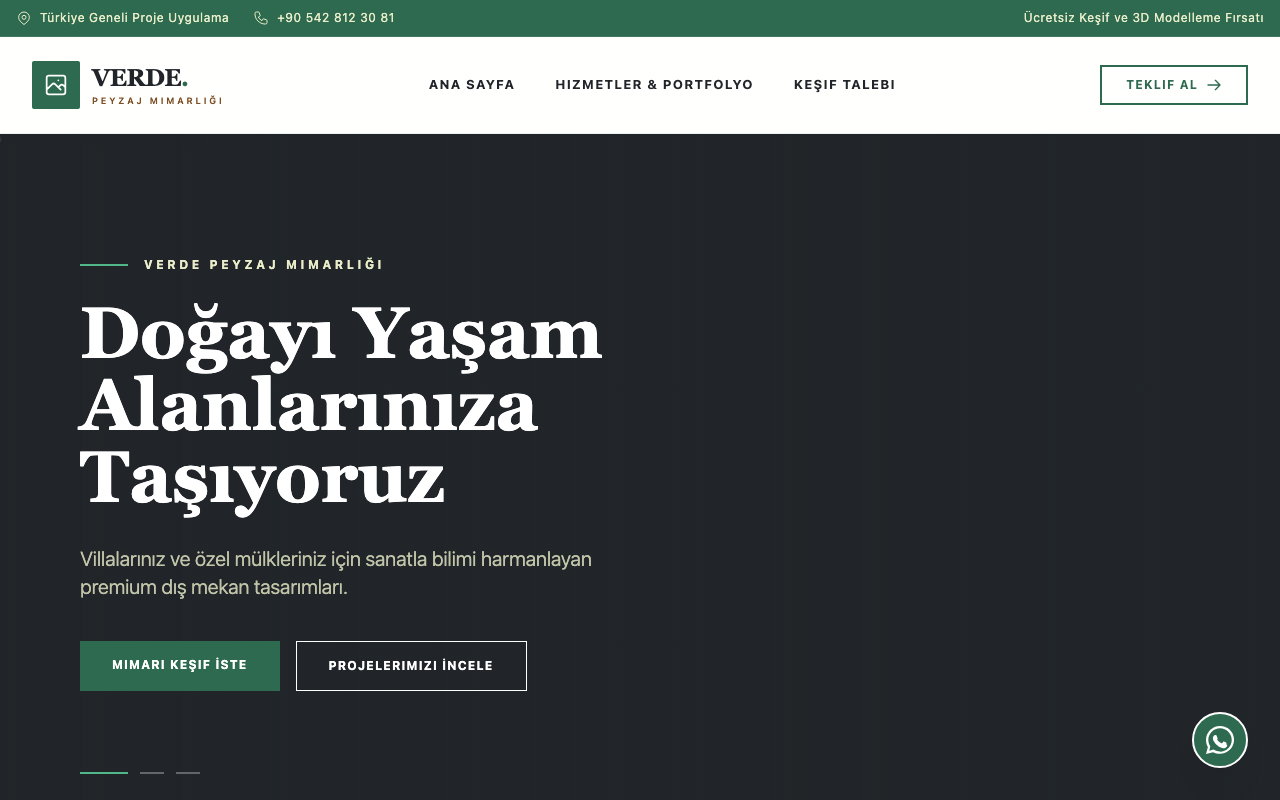 Verde Peyzaj | Estetik Bahçe & Alan Tasarımı web sitesi şablonu