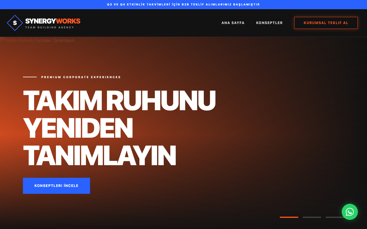 Synergy Works | Kurumsal Team Building & Motivasyon Etkinlikleri web sitesi şablonu