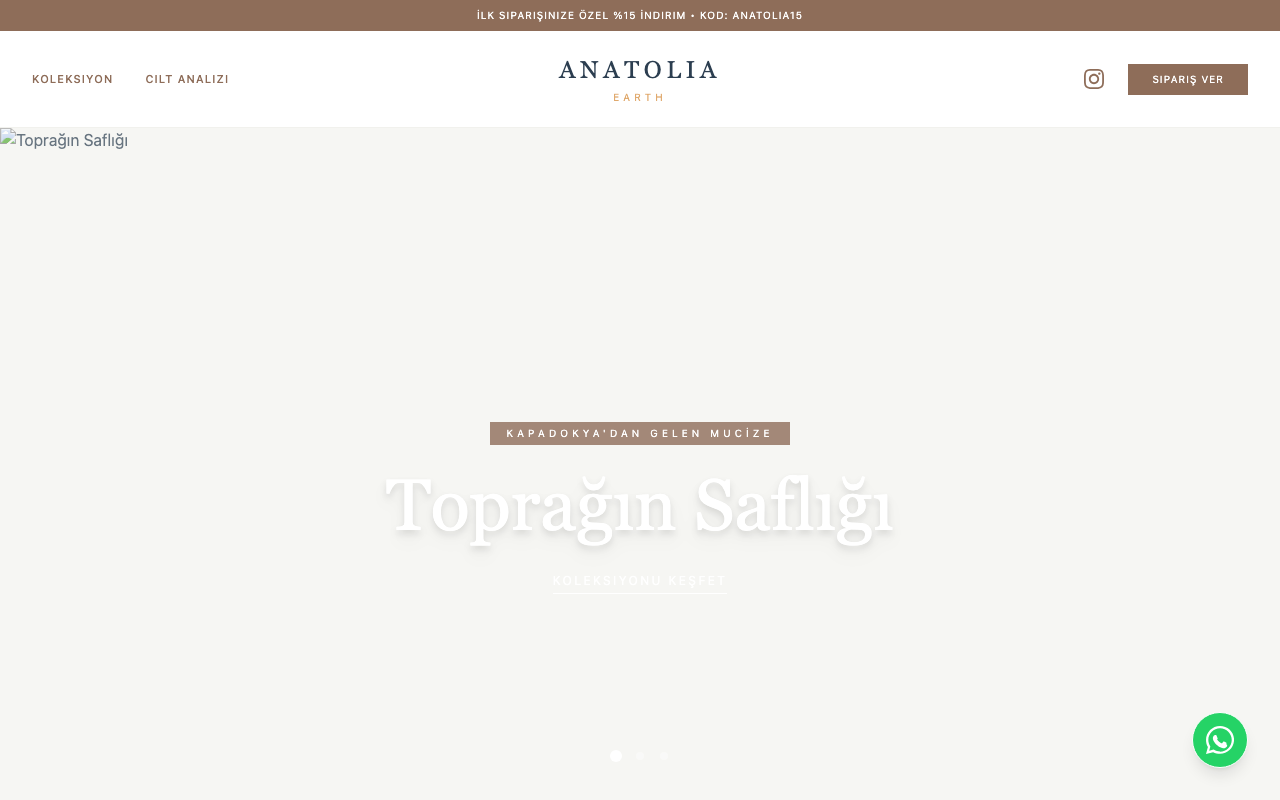 Anatolia Earth | Doğal Kil & Mineral Güzellik Ritüelleri web sitesi şablonu
