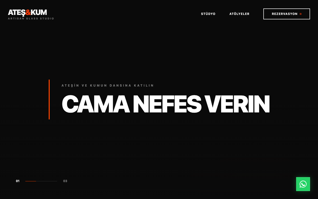 Ateş & Kum | Artisan Cam Sanatı Atölyesi web sitesi şablonu