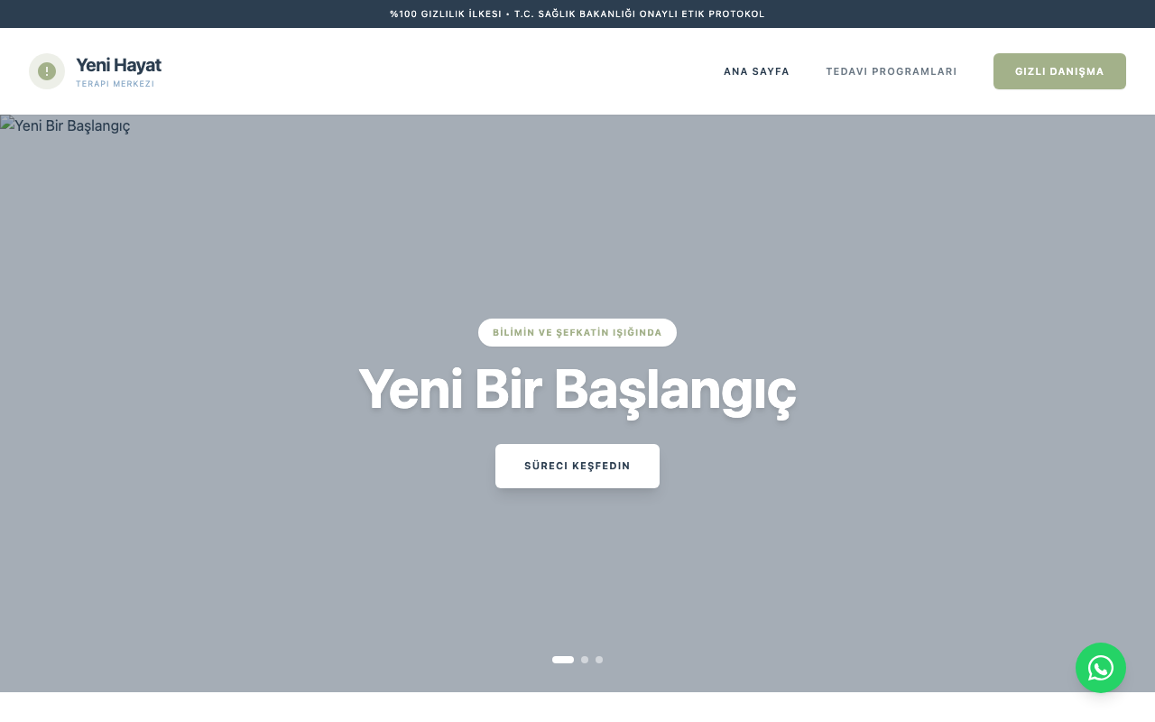 Yeni Hayat Terapi Merkezi | Bağımlılık ve İyileşme web sitesi şablonu
