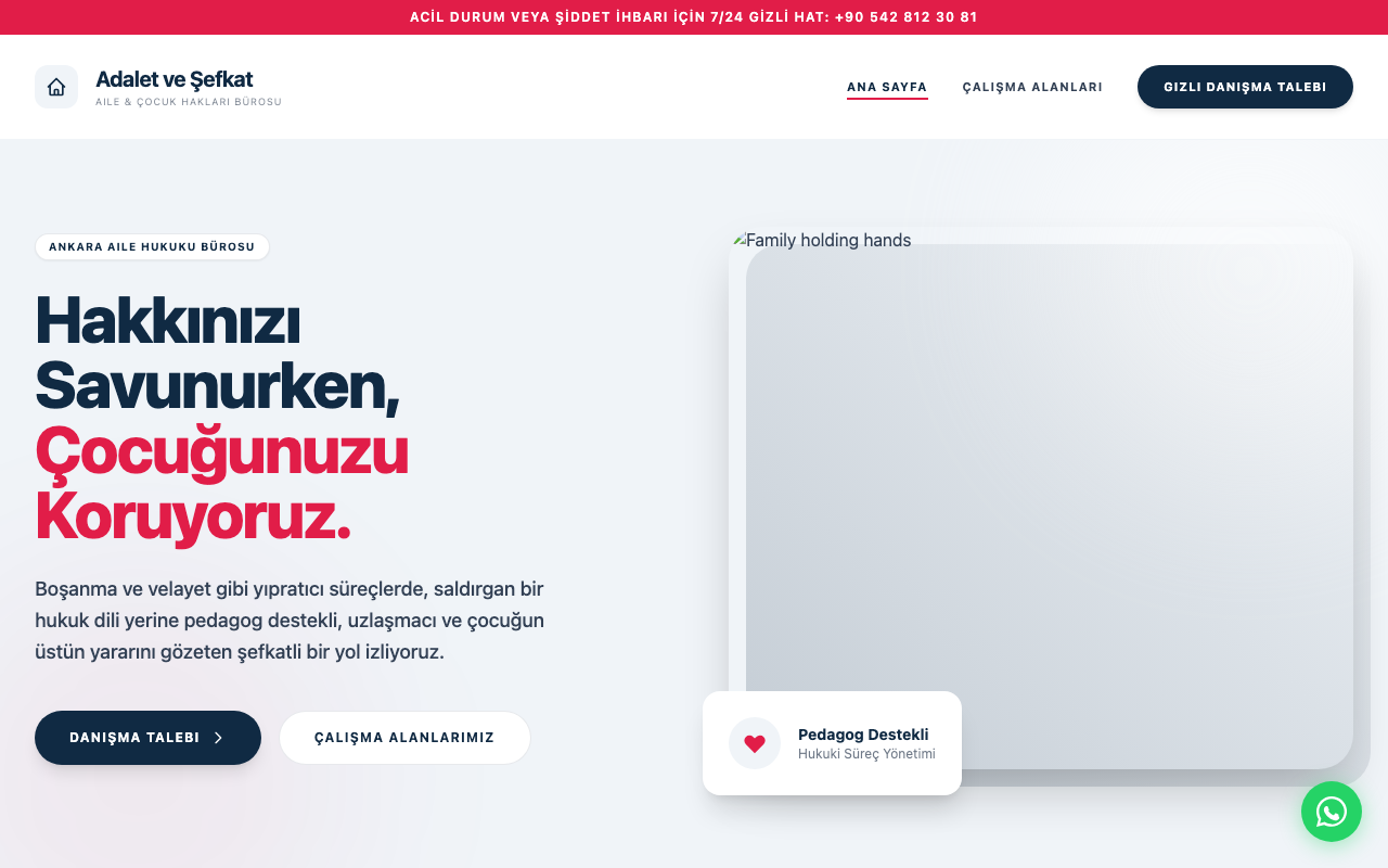 Adalet ve Şefkat | Aile ve Çocuk Hakları Bürosu web sitesi şablonu