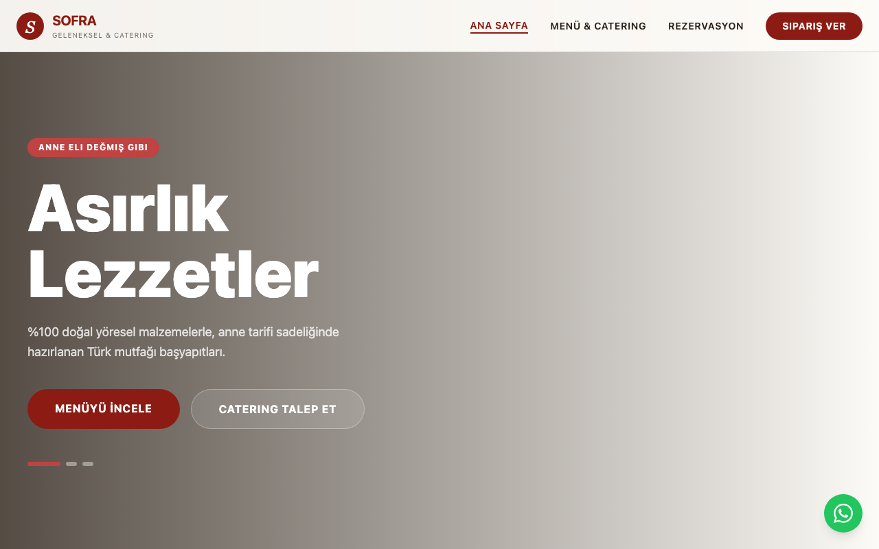Sofra | Geleneksel Türk Mutfağı & Catering web sitesi şablonu