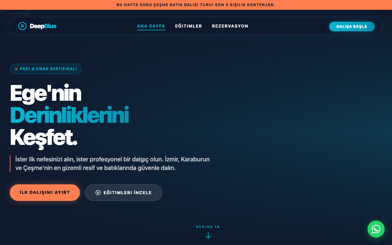 DeepBlue | İzmir Dalış Akademisi web sitesi şablonu