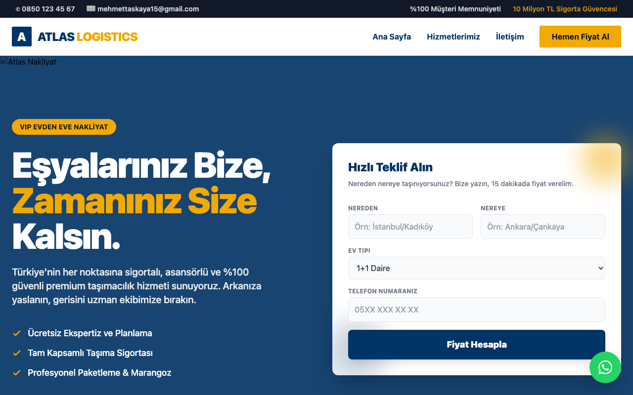 ATLAS | Premium Nakliyat & Lojistik web sitesi şablonu