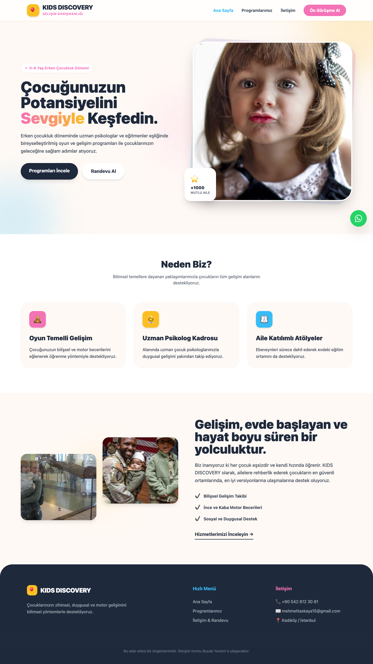 KIDS DISCOVERY | Erken Çocukluk & Gelişim Danışmanlığı web sitesi şablonu