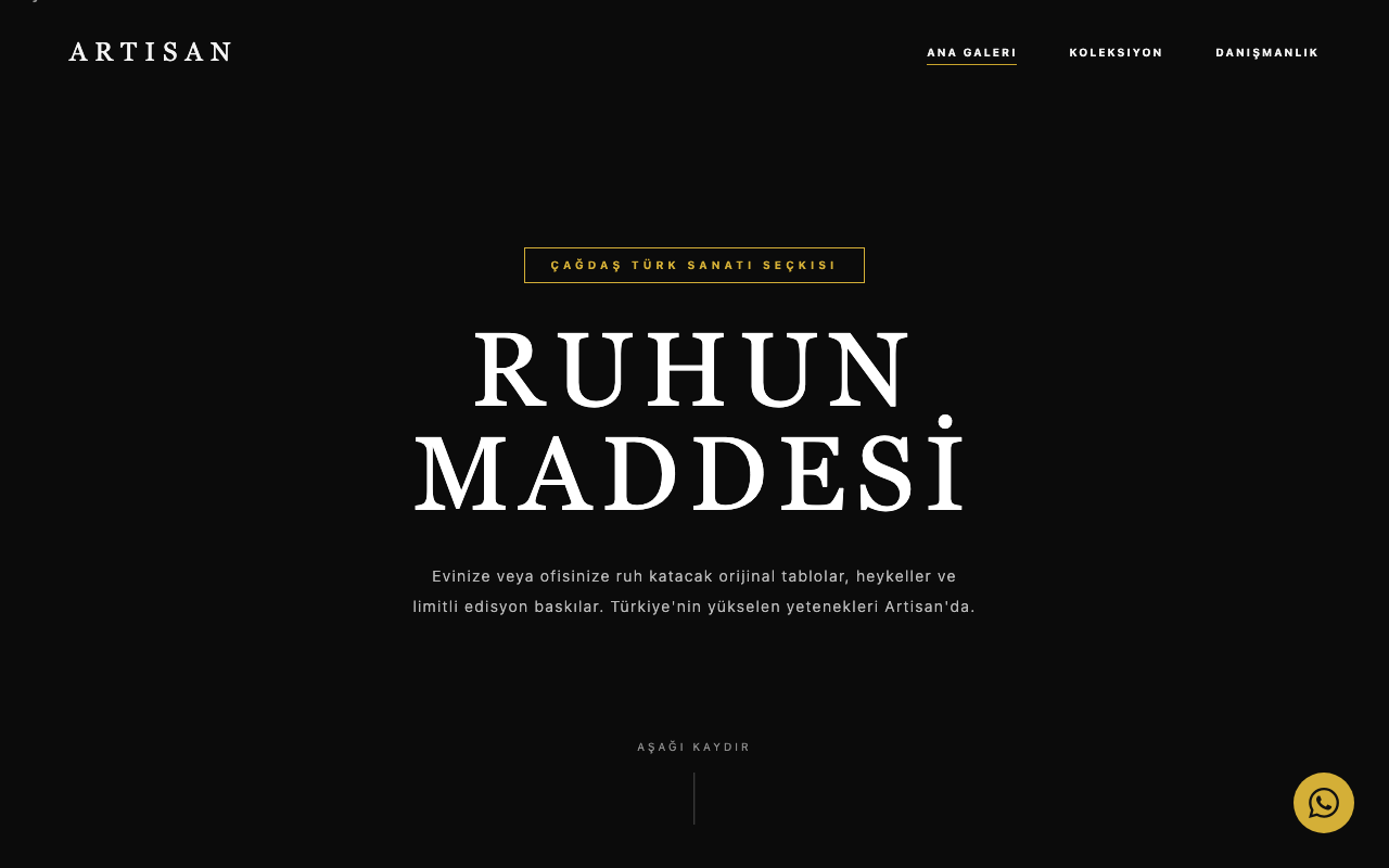 ARTISAN GALLERY | Çağdaş Türk Sanatı Seçkisi web sitesi şablonu