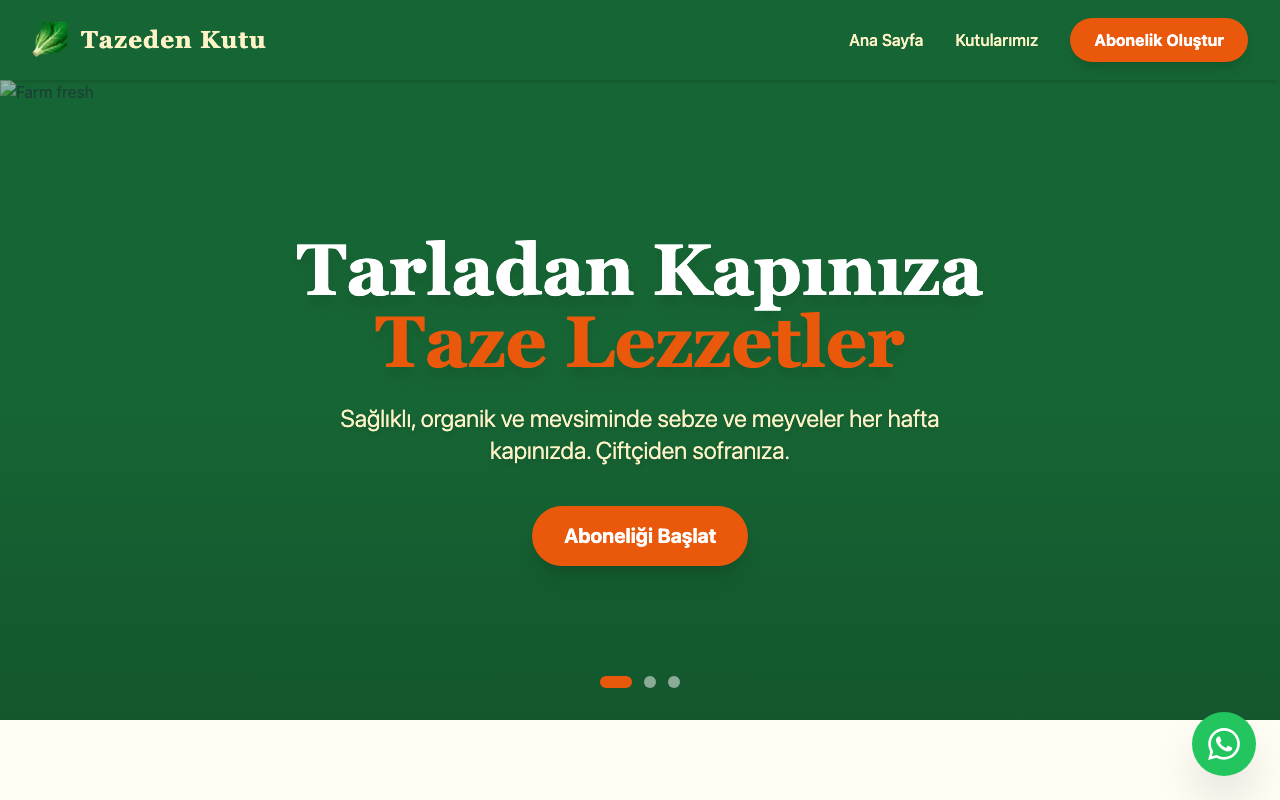 Tazeden Kutu web sitesi şablonu