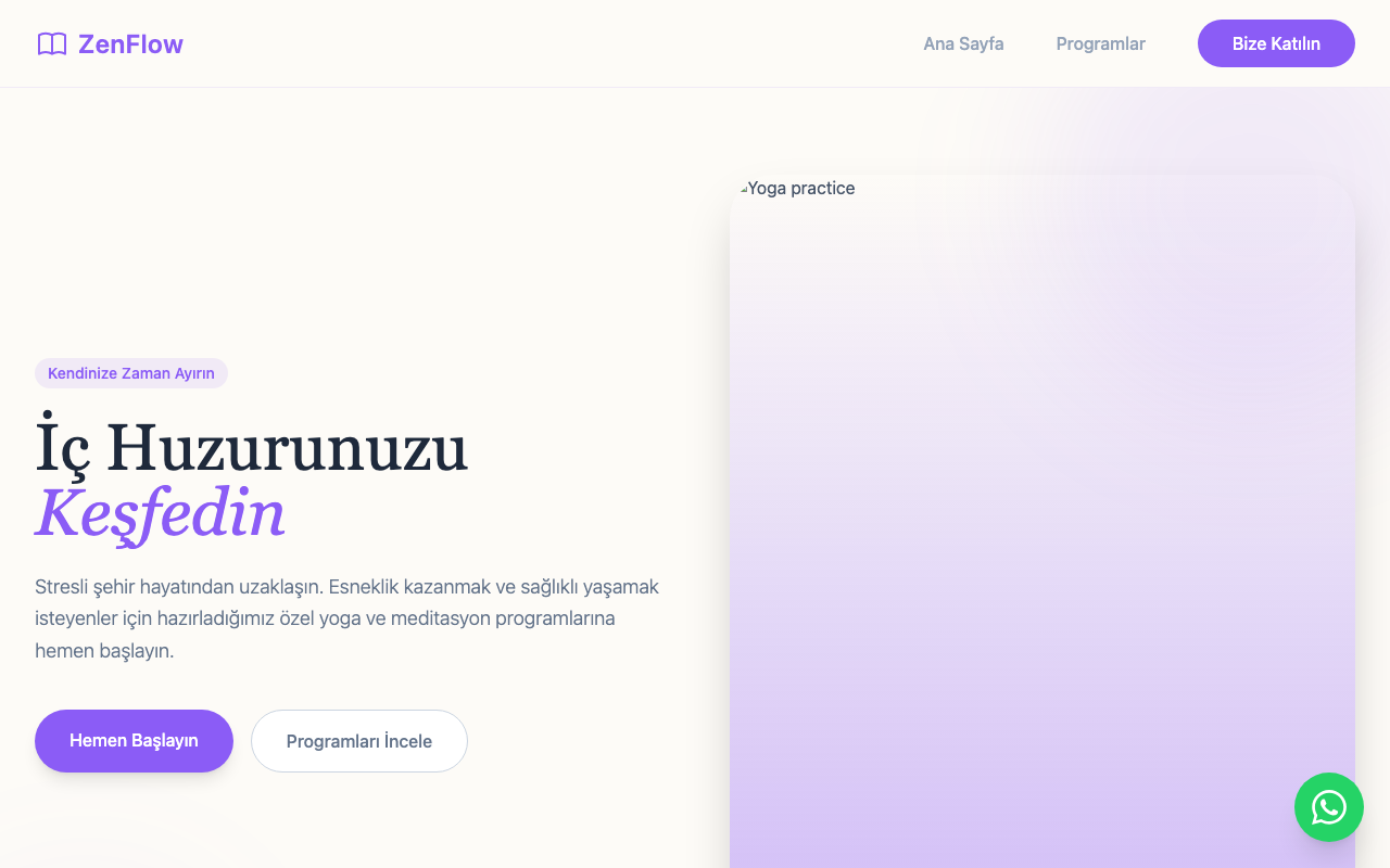 ZenFlow Türkiye web sitesi şablonu