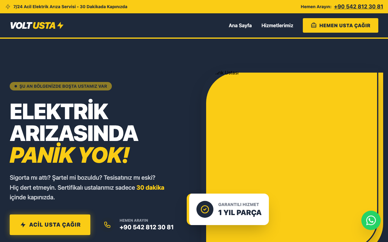 VoltUsta web sitesi şablonu
