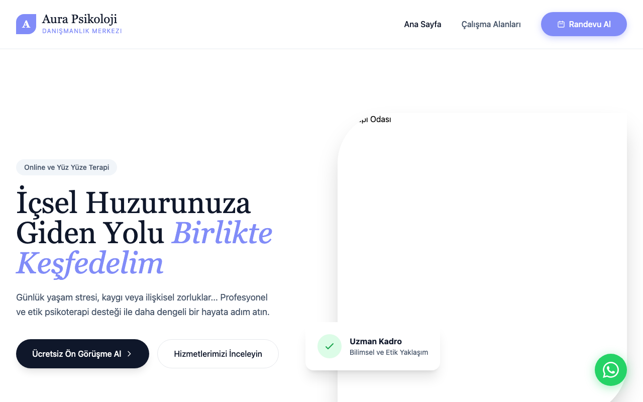 Aura Psikoloji web sitesi şablonu