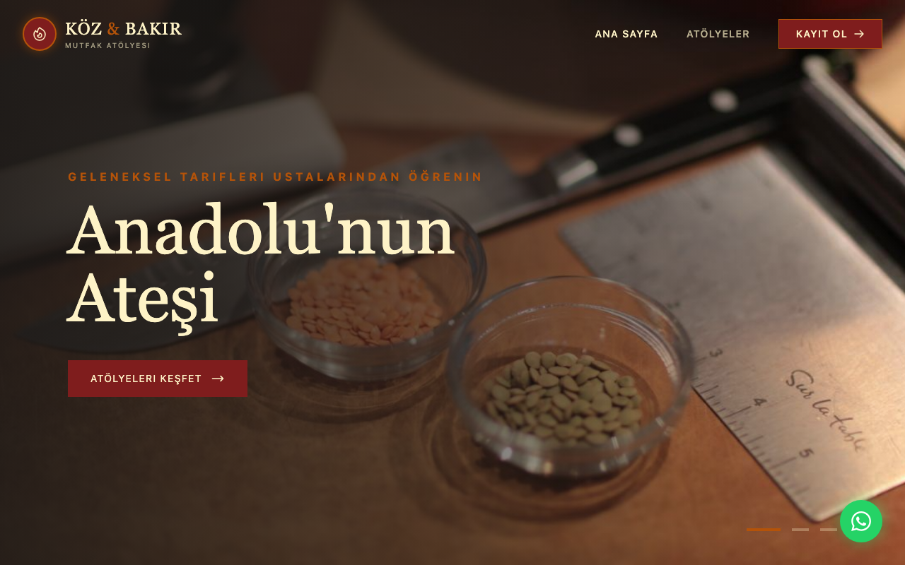 Köz & Bakır web sitesi şablonu