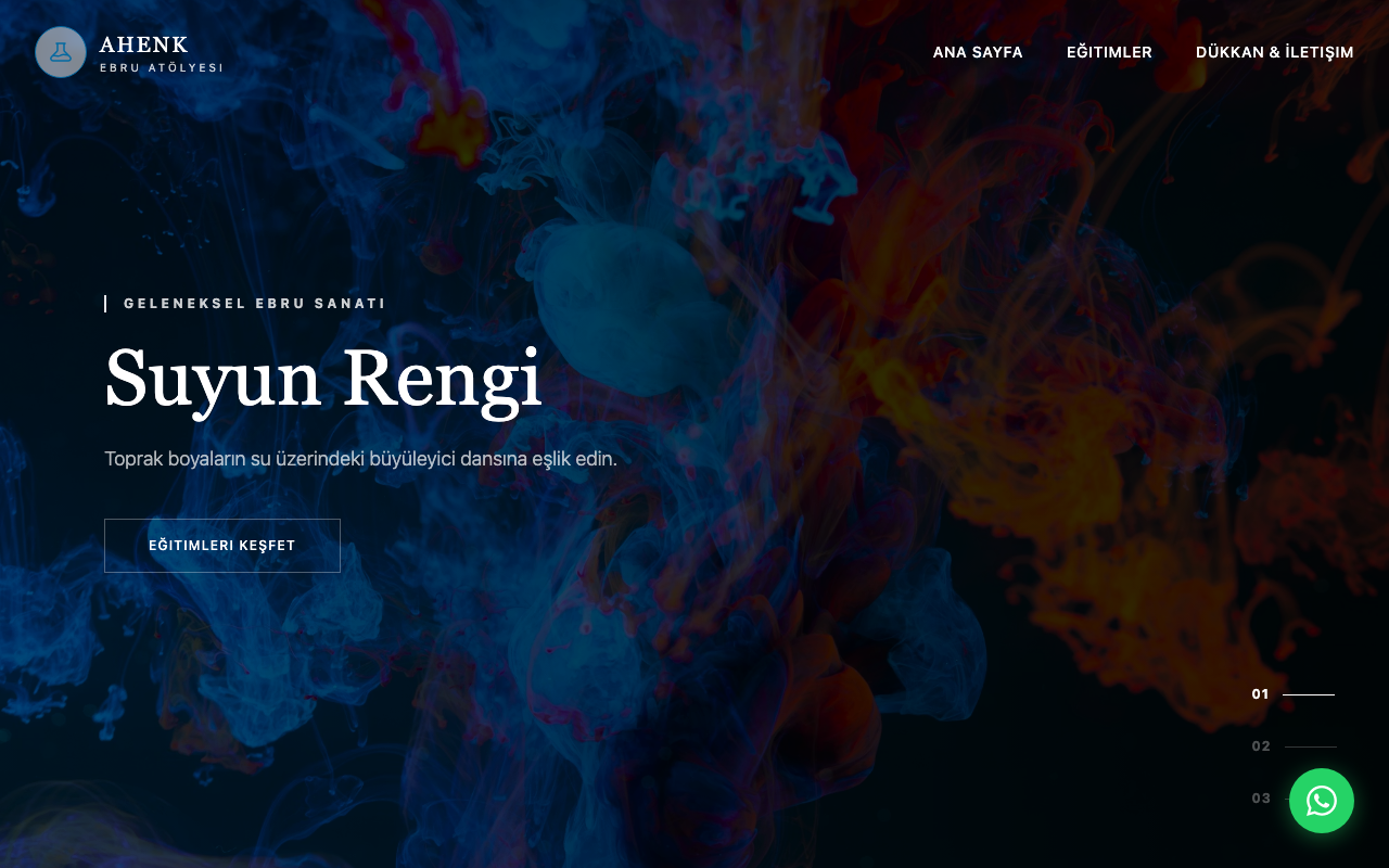 Ahenk Ebru Sanat Atölyesi web sitesi şablonu