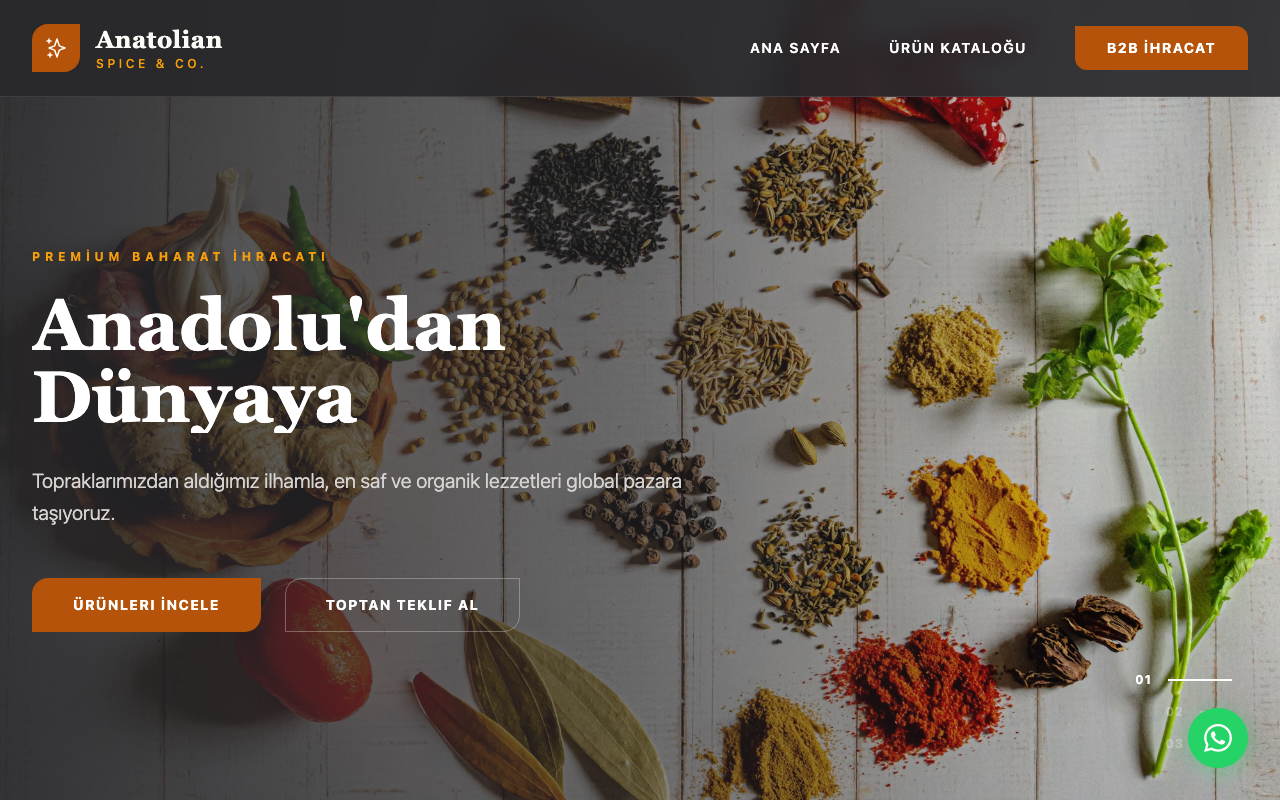Anatolian Spice & Co. web sitesi şablonu