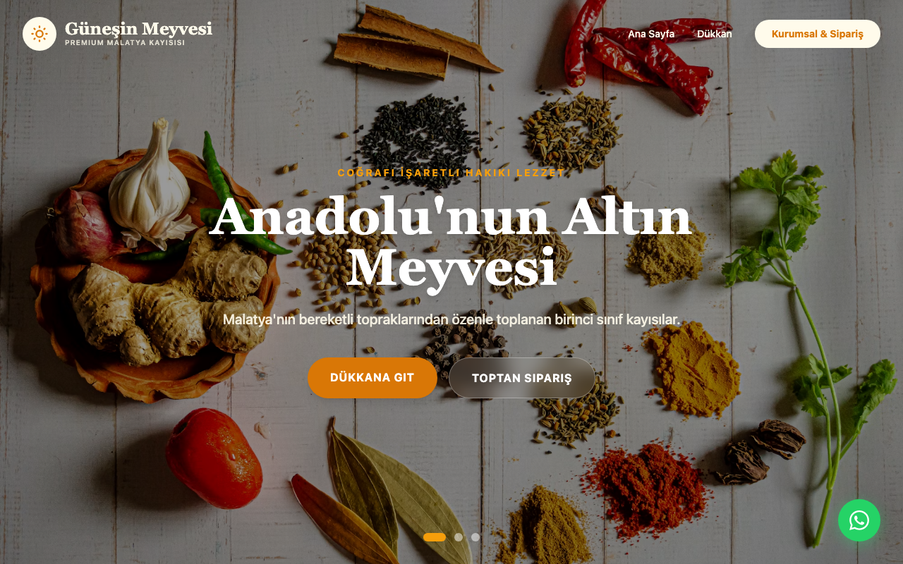 Güneşin Meyvesi | Premium Malatya Kayısısı web sitesi şablonu