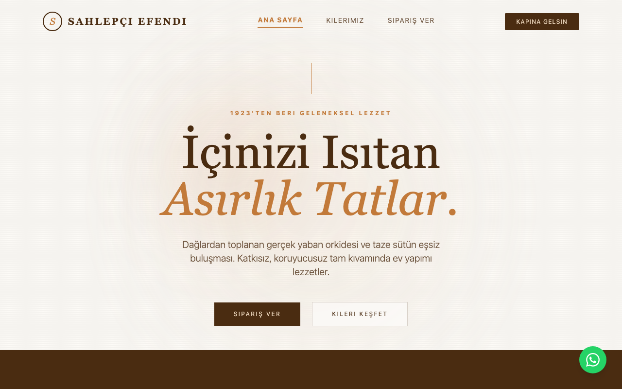 Sahlepçi Efendi | Geleneksel Türk İçecekleri web sitesi şablonu