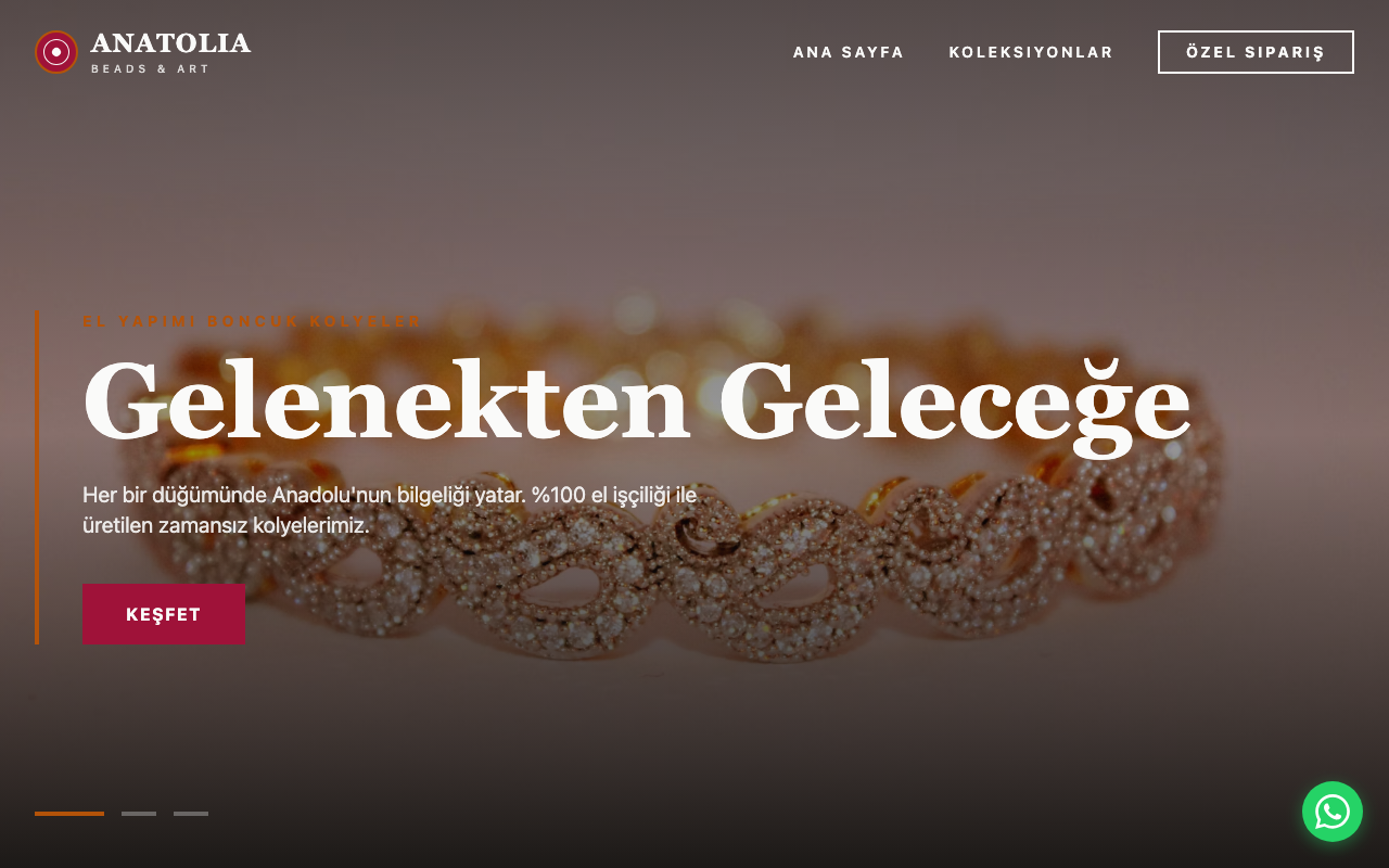 Anatolia Beads | Geleneksel El İşçiliği Takılar web sitesi şablonu