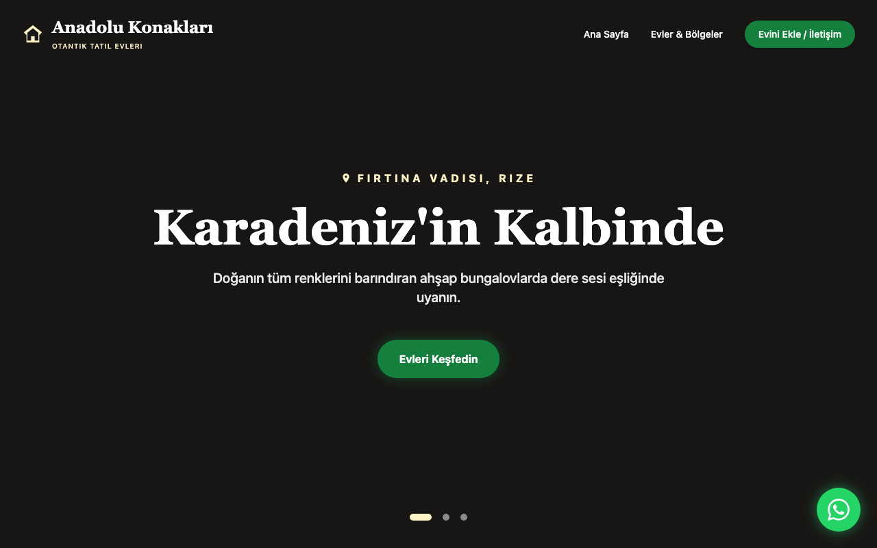 Anadolu Konakları | Otantik Köy Evi & Villa Kiralama web sitesi şablonu