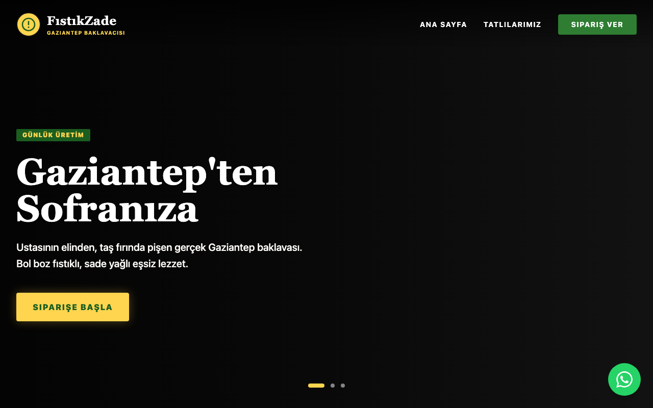 FıstıkZade | Hakiki Gaziantep Baklavacısı web sitesi şablonu