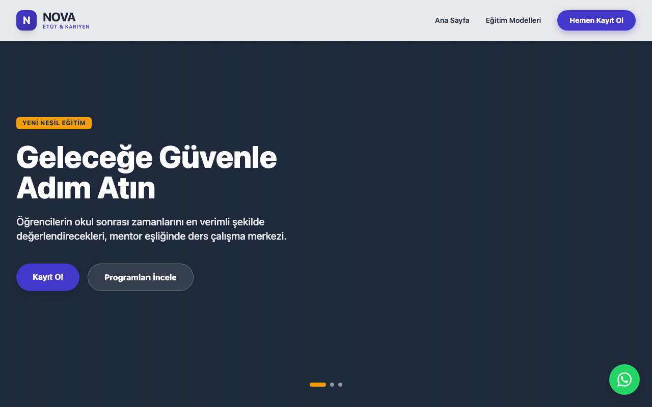 Nova | Yeni Nesil Etüt ve Kariyer Akademisi web sitesi şablonu