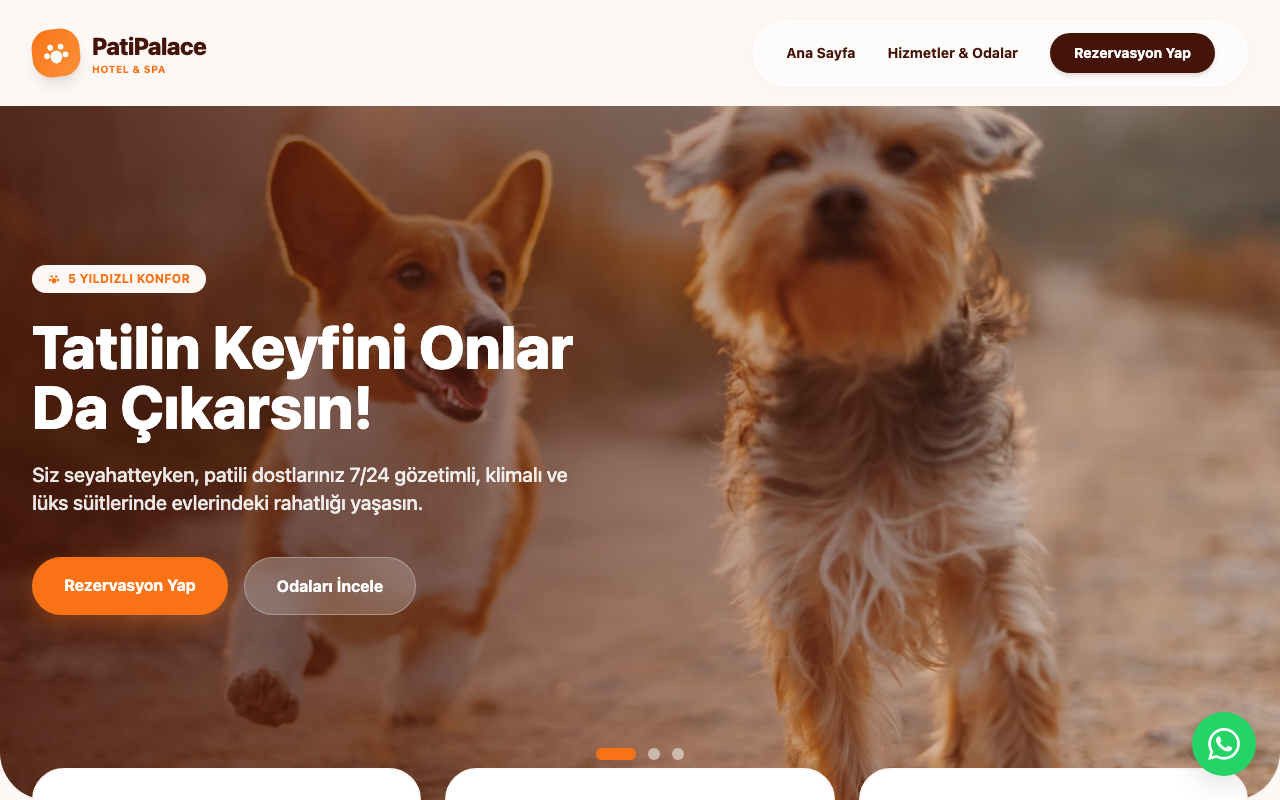 PatiPalace | Lüks Evcil Hayvan Oteli & Spa web sitesi şablonu