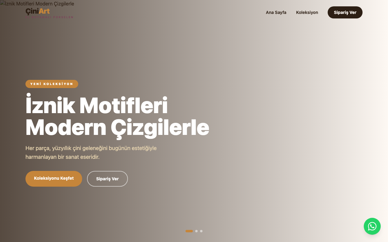 ÇiniArt | El Boyamalı Porselen & Özel Hediye Atölyesi web sitesi şablonu