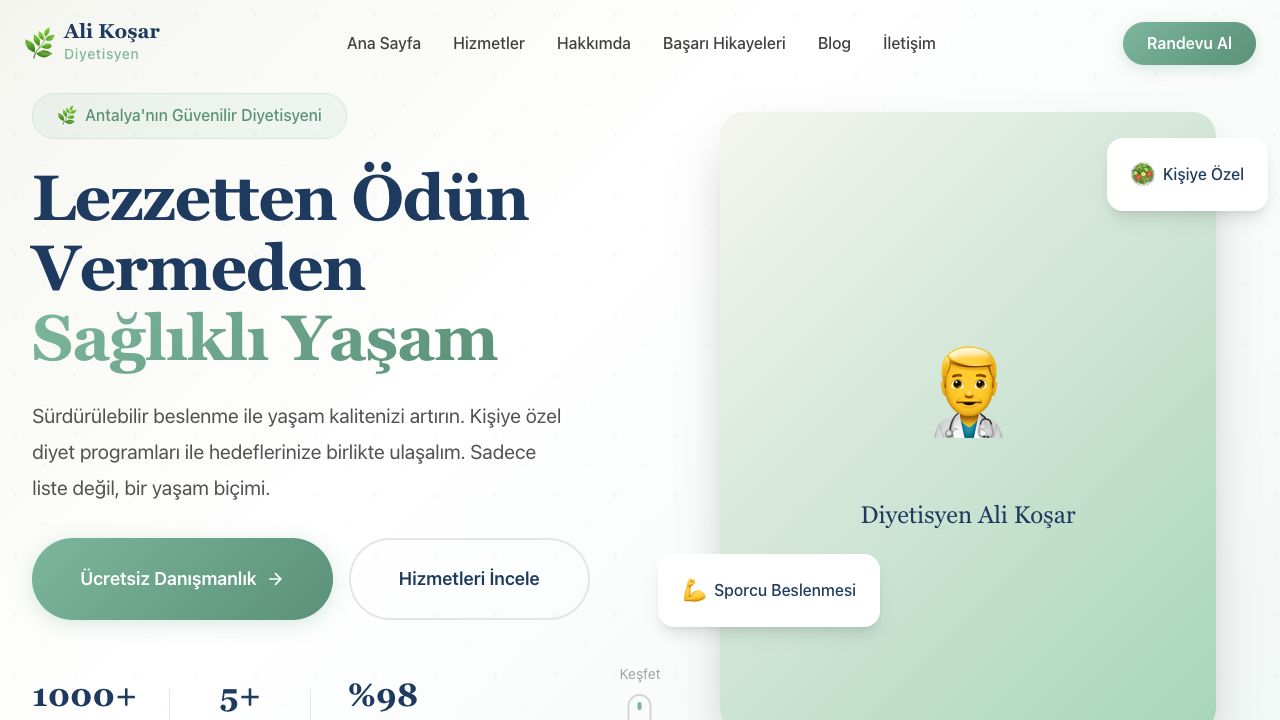 Diyetisyen Ali Koşar web sitesi